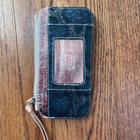 Consuela rattler card organizer Wallet Black and Metallic Pink snake skin - Picture 3 of 4